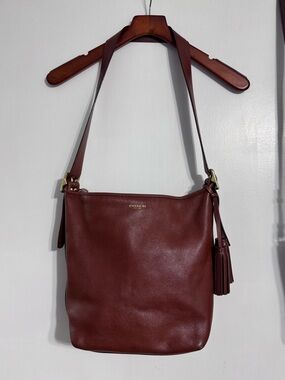 Vintage Coach Legacy Hobo Cognac Brown Leather Shoulder Handbag Tassels Y2K